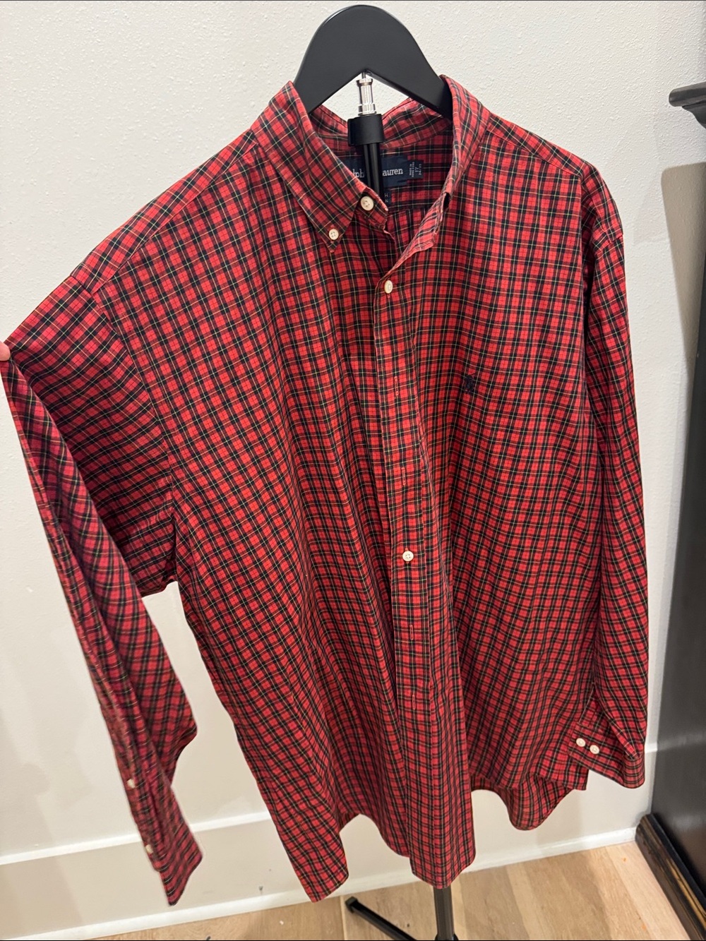 Ralph Lauren Red and Black Plaid Button-Down Shirt